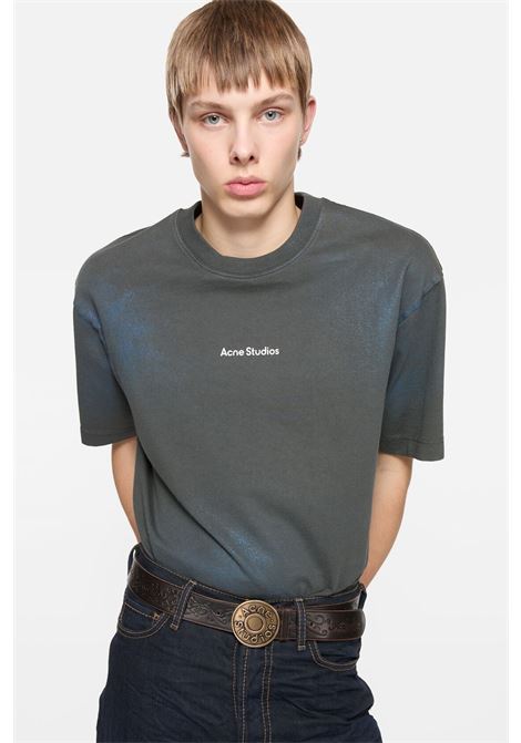 t-shirt logo unisex khaki e blu ACNE STUDIOS | CL0348DM1